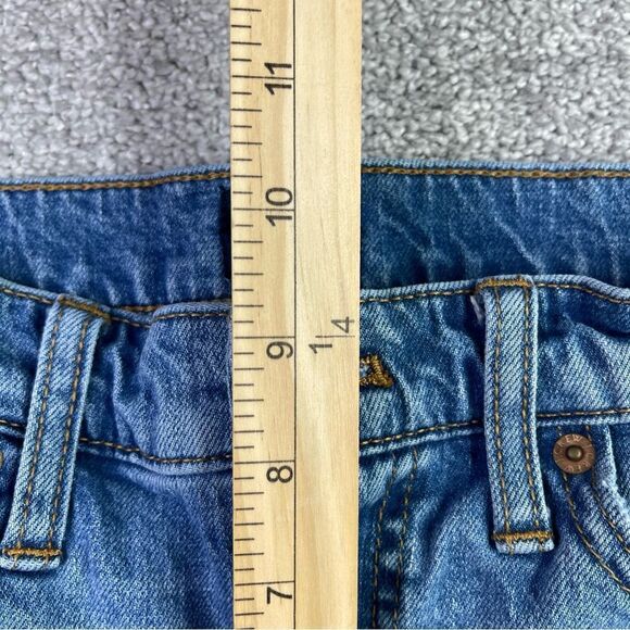 J. Crew Factory Jeans Women’s 26 Blue Flare Crop Mid-Rise Distressed Denim - Picture 9 of 12